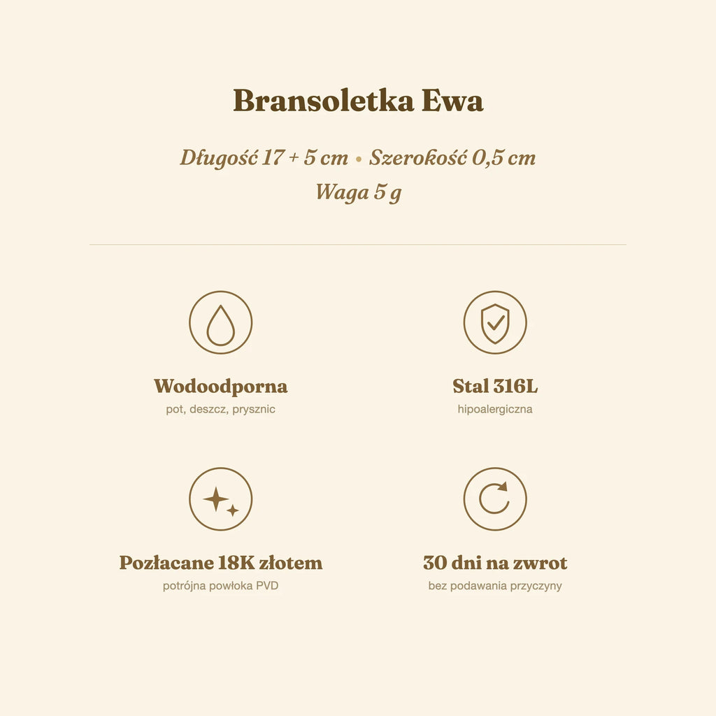 Bransoletka Ewa — biżuteria ze stali chirurgicznej 316L w powłoce PVD 18K, zdjęcie 3