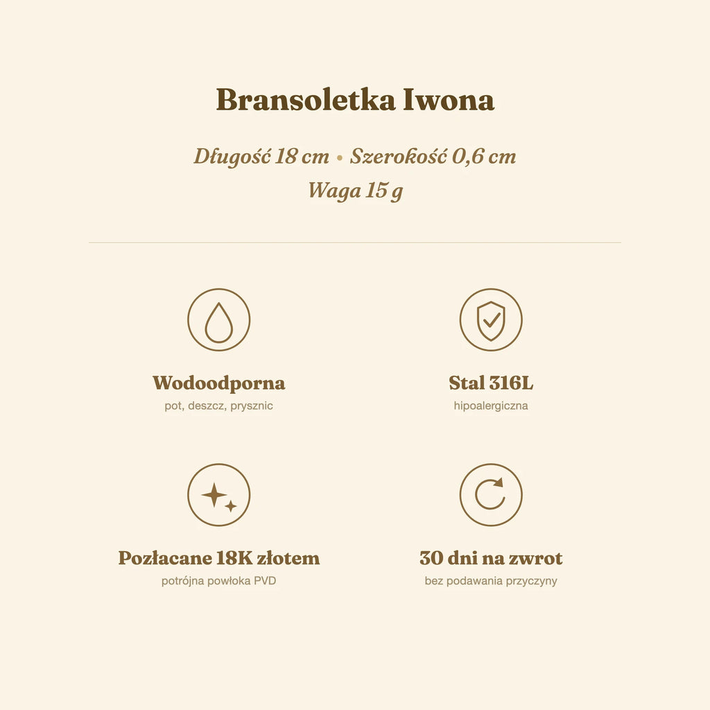 Bransoletka Iwona — biżuteria ze stali chirurgicznej 316L w powłoce PVD 18K, zdjęcie 4