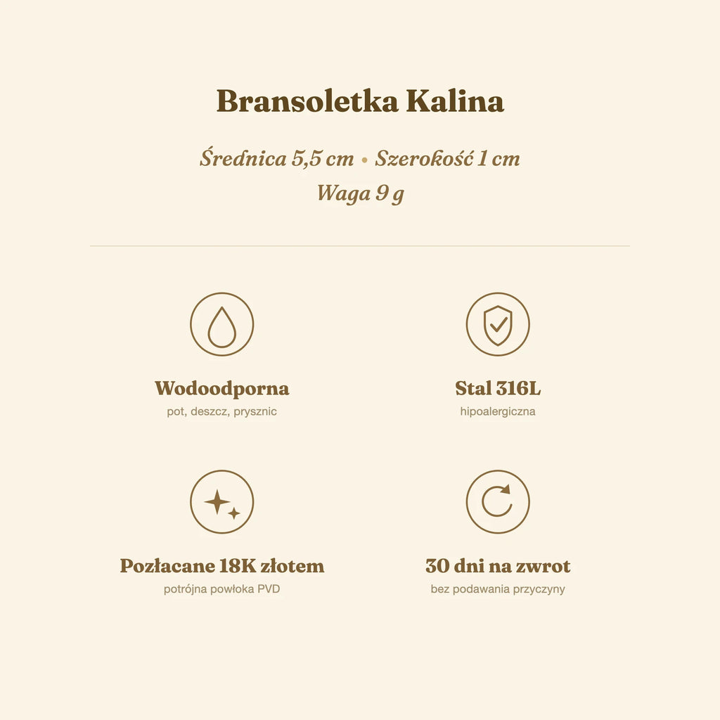 Bransoletka Kalina — biżuteria ze stali chirurgicznej 316L w powłoce PVD 18K, zdjęcie 9