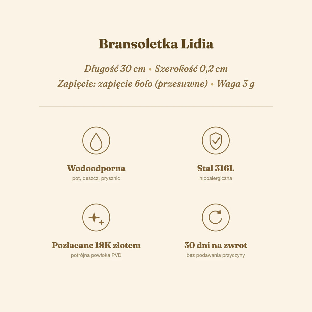 Bransoletka Lidia — biżuteria ze stali chirurgicznej 316L w powłoce PVD 18K, zdjęcie 8