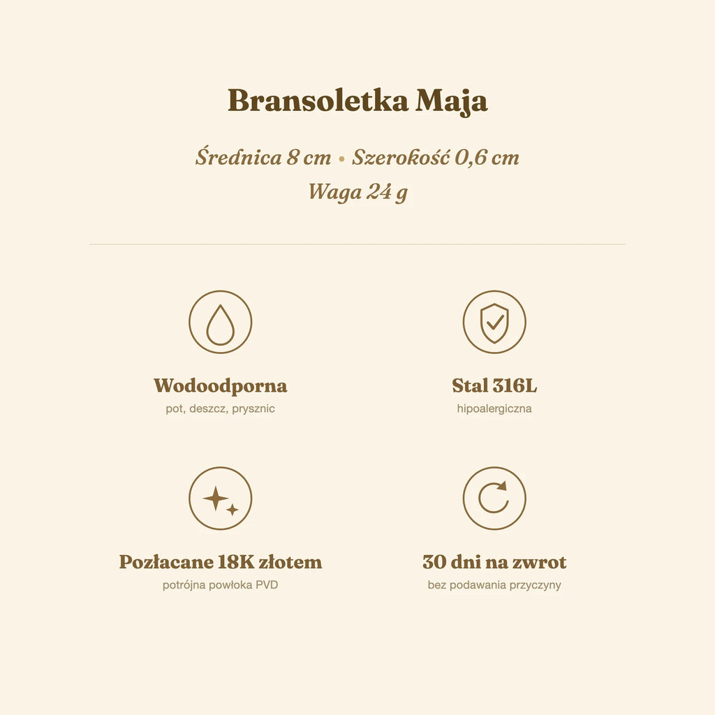Bransoletka Maja — biżuteria ze stali chirurgicznej 316L w powłoce PVD 18K, zdjęcie 9