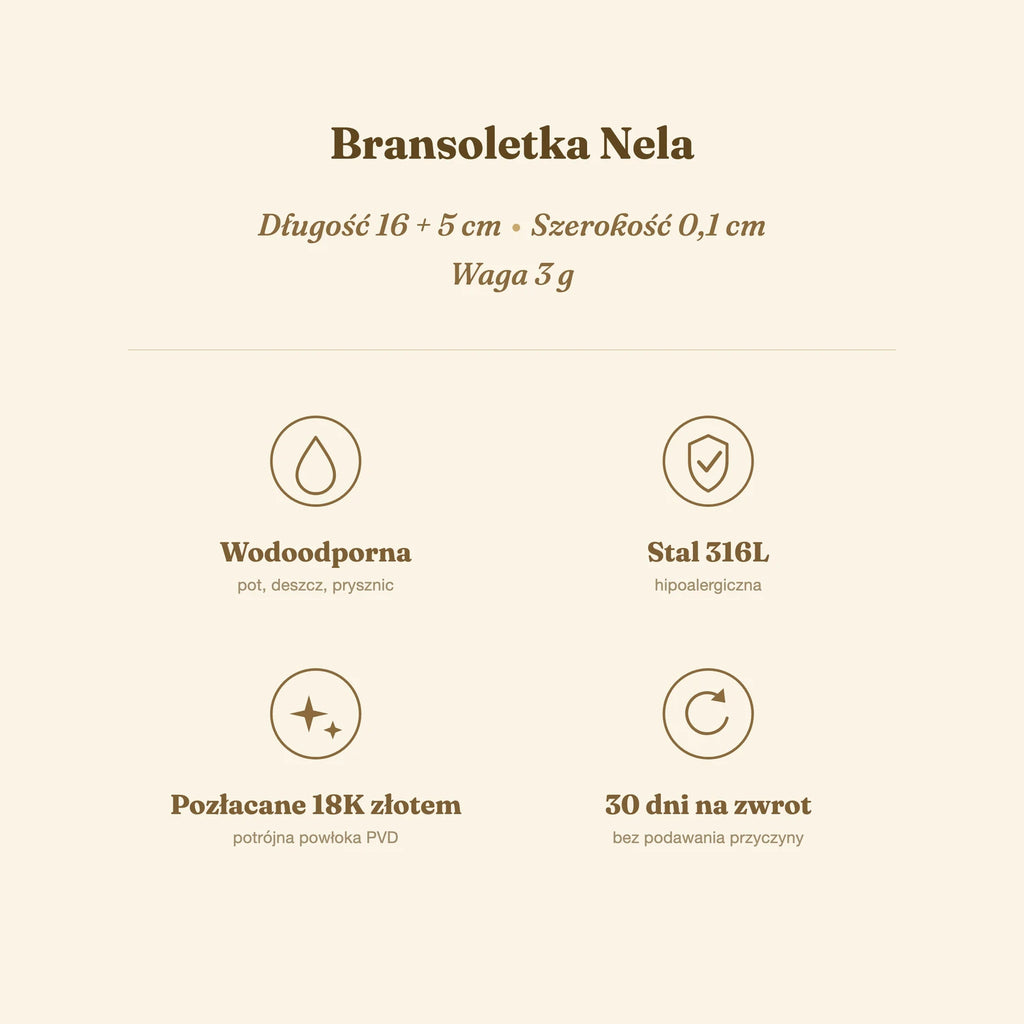 Bransoletka Nela — biżuteria ze stali chirurgicznej 316L w powłoce PVD 18K, zdjęcie 7