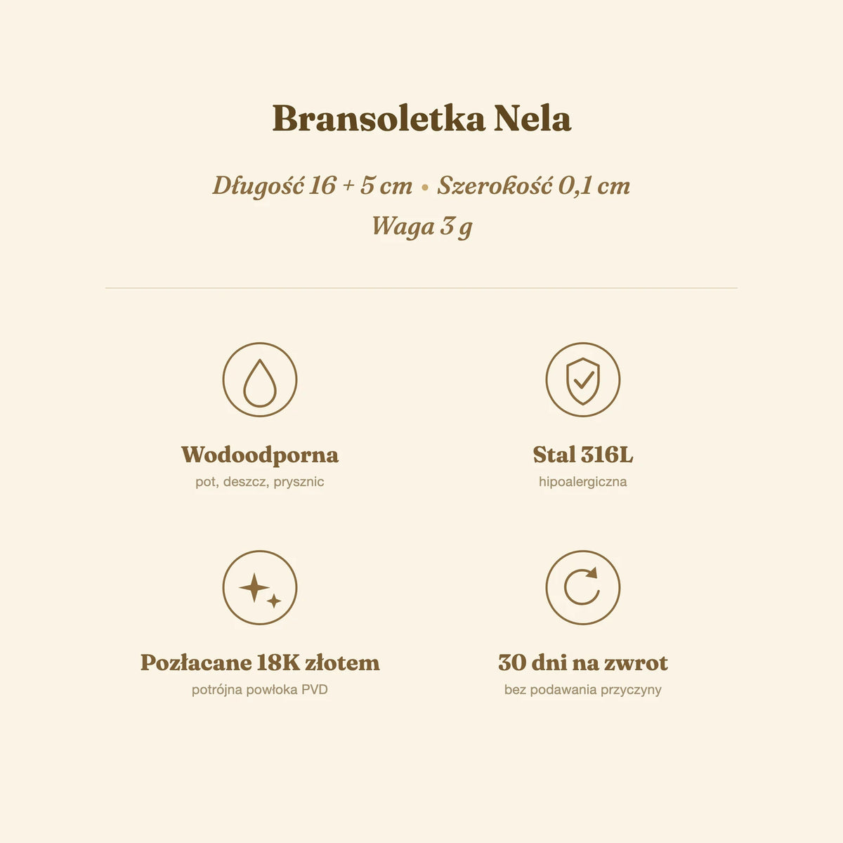 Bransoletka Nela — biżuteria ze stali chirurgicznej 316L w powłoce PVD 18K, zdjęcie 7