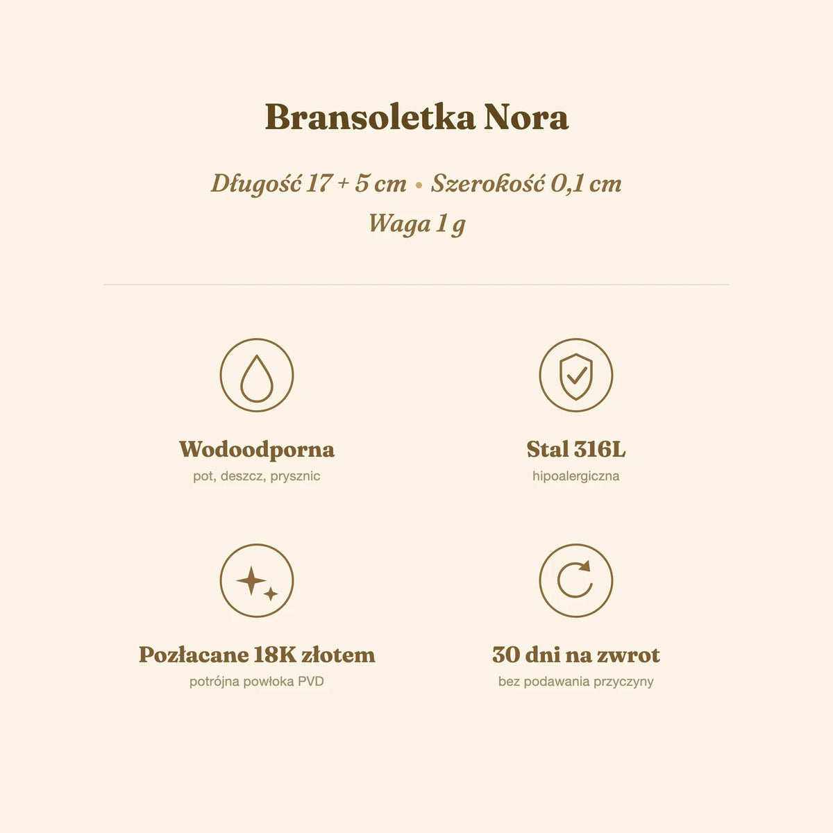 Bransoletka Nora — biżuteria ze stali chirurgicznej 316L w powłoce PVD 18K, zdjęcie 9