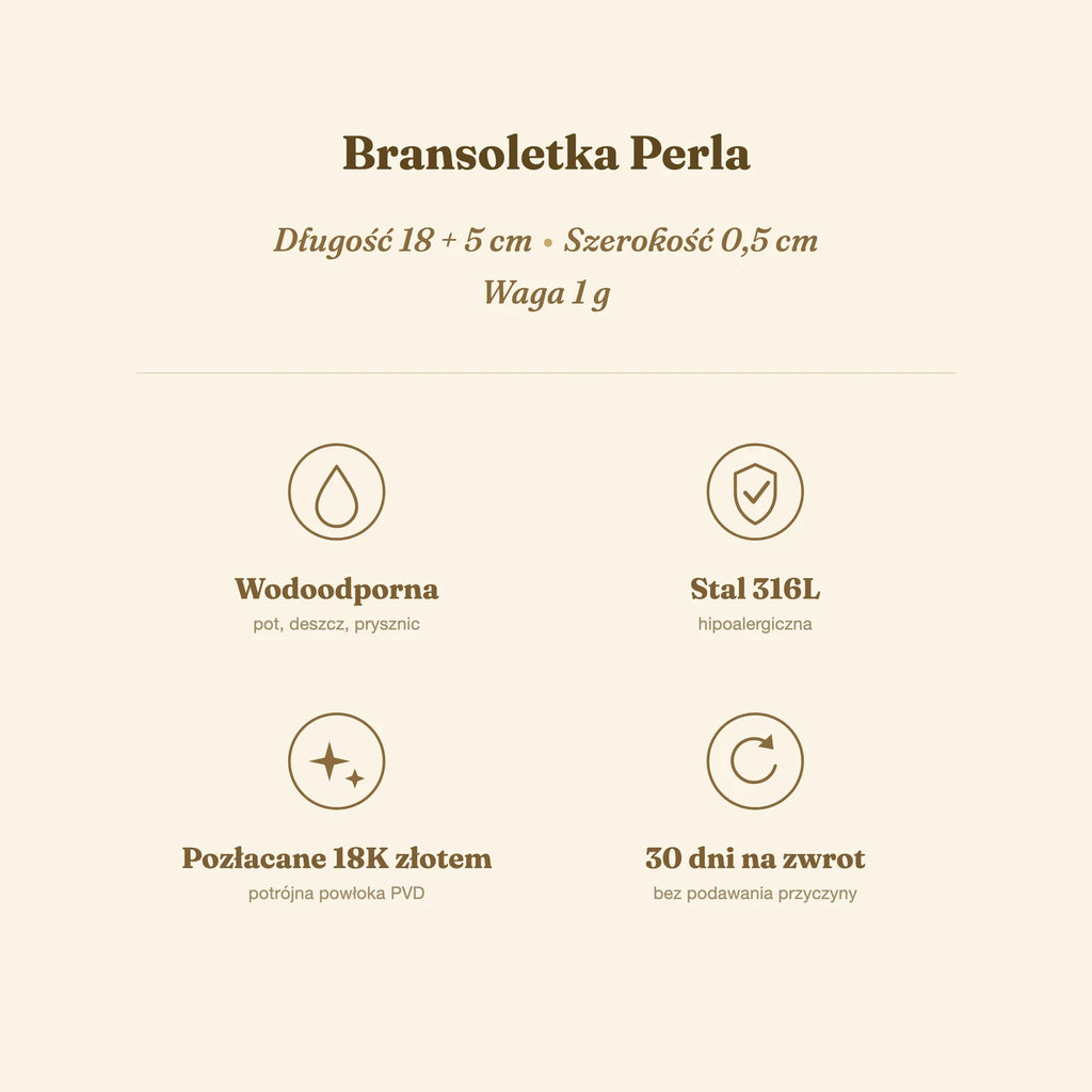 Bransoletka Perla — biżuteria ze stali chirurgicznej 316L w powłoce PVD 18K, zdjęcie 9
