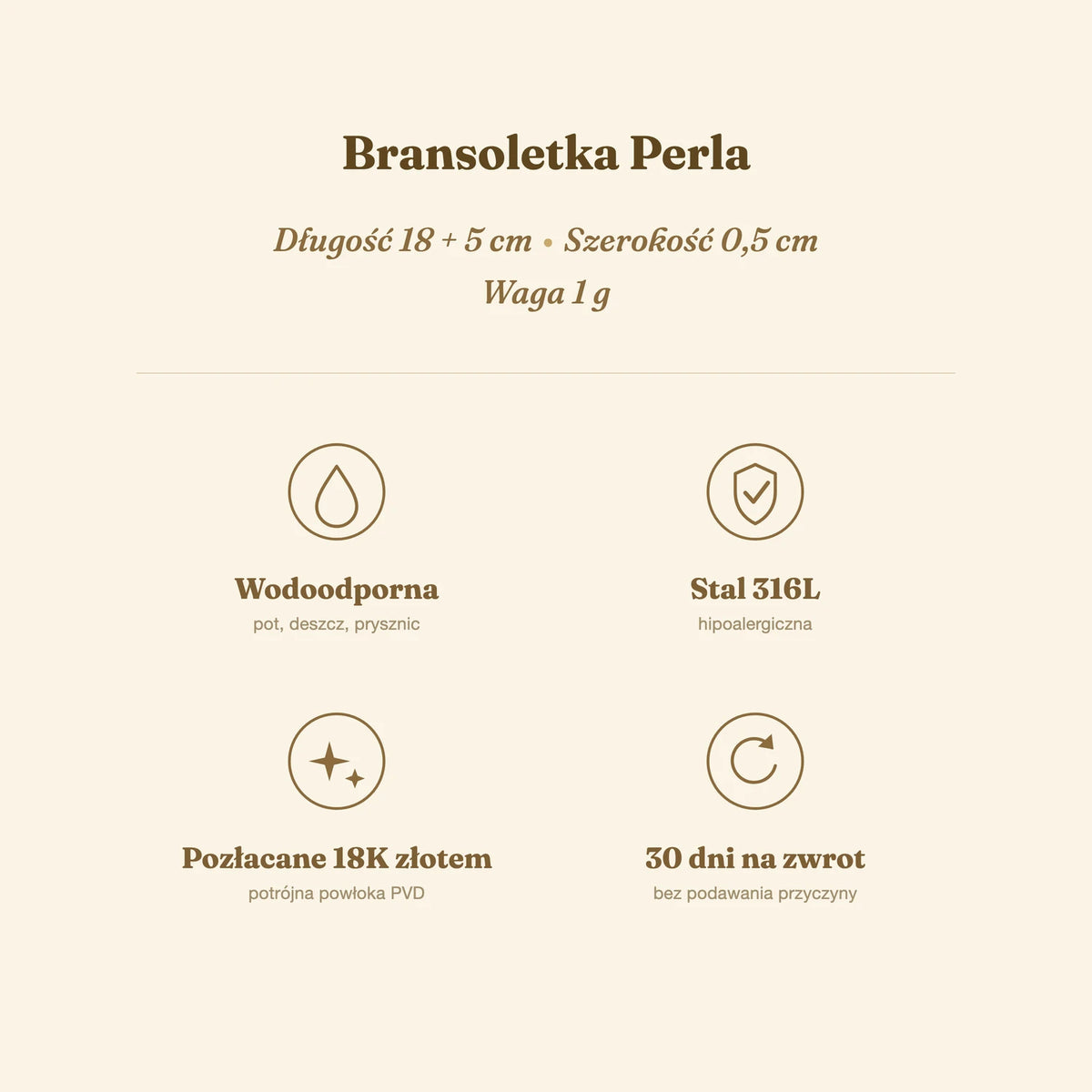 Bransoletka Perla — biżuteria ze stali chirurgicznej 316L w powłoce PVD 18K, zdjęcie 9