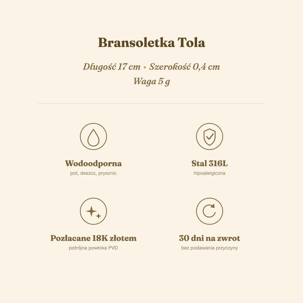 Bransoletka Tola — biżuteria ze stali chirurgicznej 316L w powłoce PVD 18K, zdjęcie 9