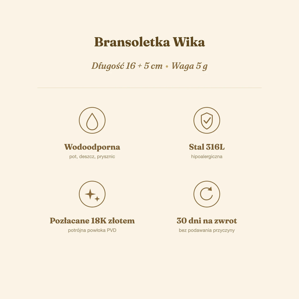 Bransoletka Wika — biżuteria ze stali chirurgicznej 316L w powłoce PVD 18K, zdjęcie 6