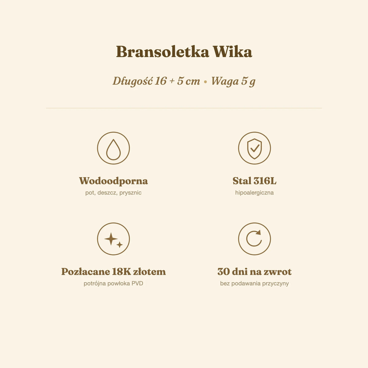 Bransoletka Wika — biżuteria ze stali chirurgicznej 316L w powłoce PVD 18K, zdjęcie 6