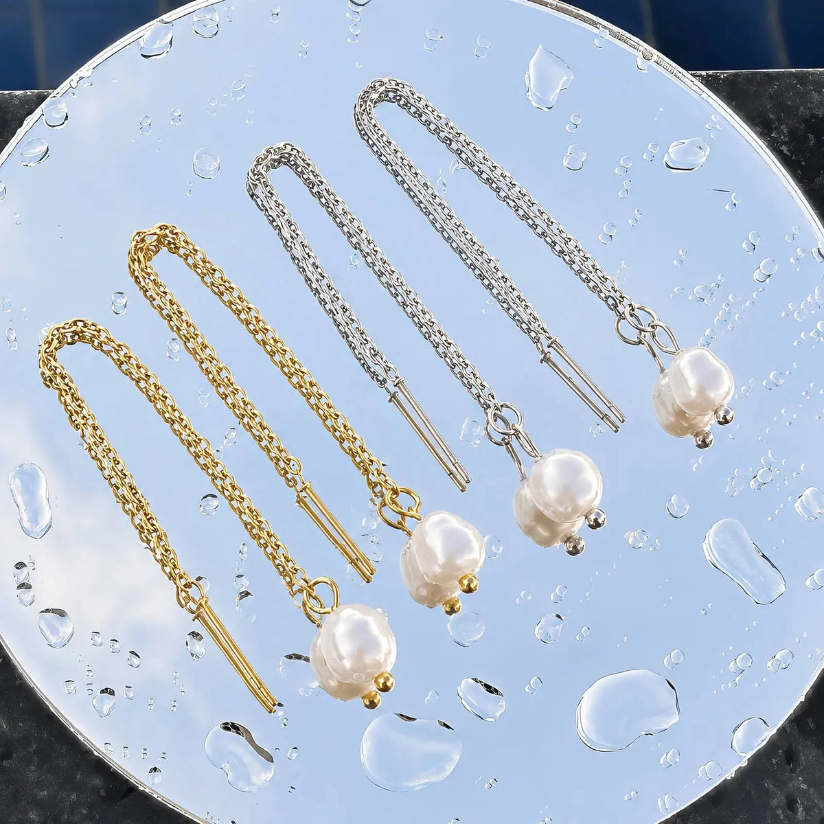 Kolczyki Blanka — biżuteria ze stali chirurgicznej 316L w powłoce PVD 18K, zdjęcie 3