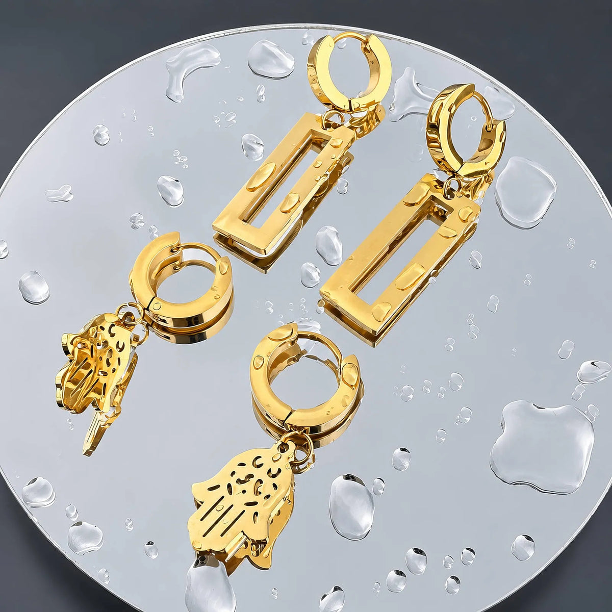 Kolczyki Kornelia — biżuteria ze stali chirurgicznej 316L w powłoce PVD 18K, zdjęcie 3
