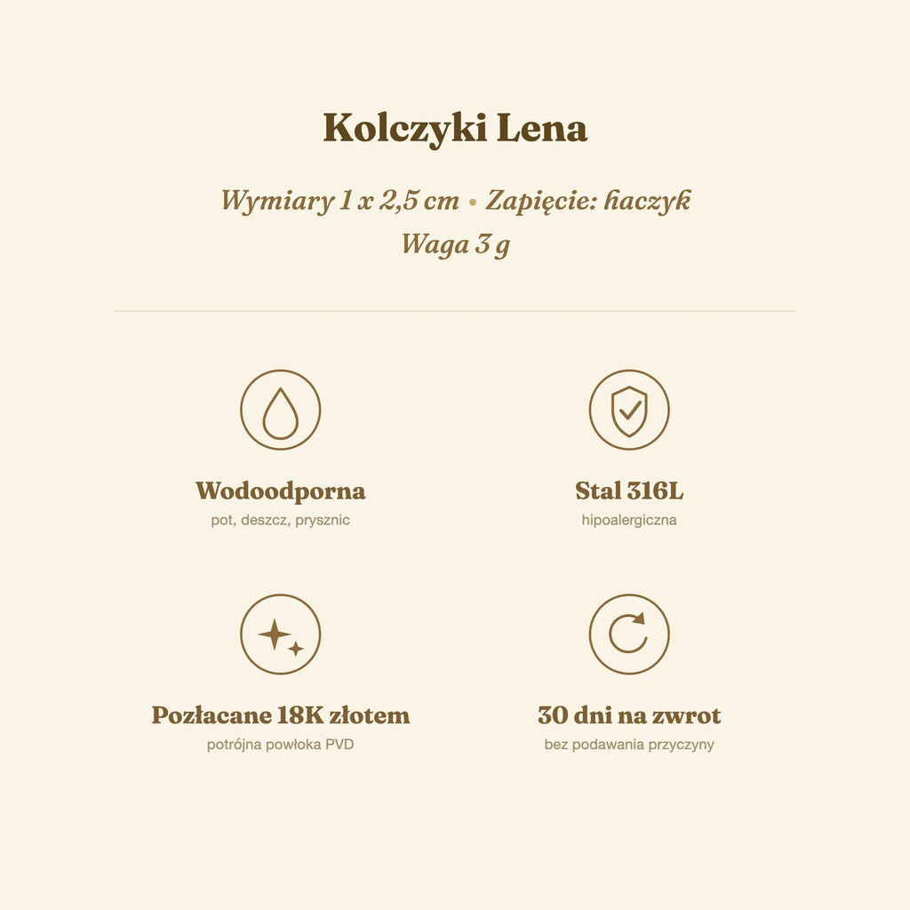 Kolczyki Lena — biżuteria ze stali chirurgicznej 316L w powłoce PVD 18K, zdjęcie 8