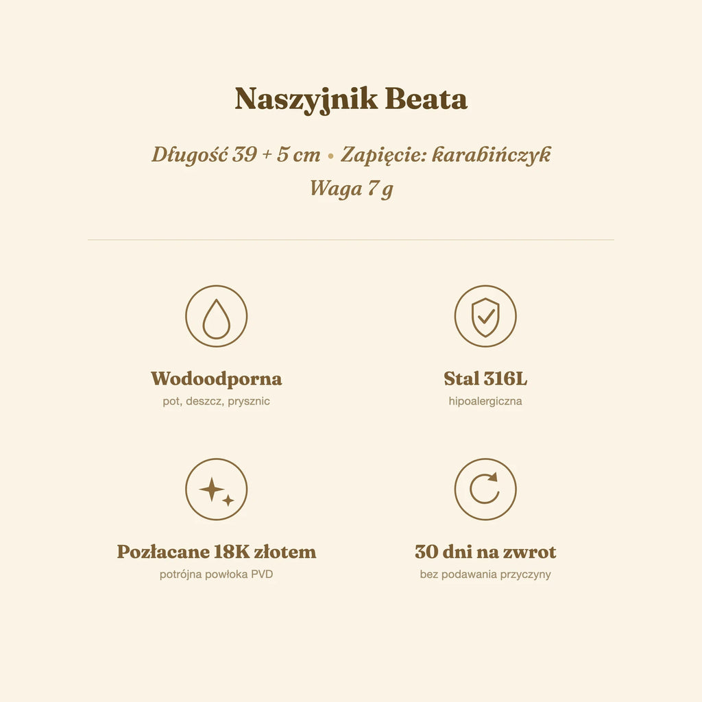 Naszyjnik Beata — biżuteria ze stali chirurgicznej 316L w powłoce PVD 18K, zdjęcie 9