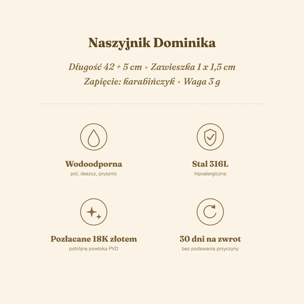Naszyjnik Dominika — biżuteria ze stali chirurgicznej 316L w powłoce PVD 18K, zdjęcie 3