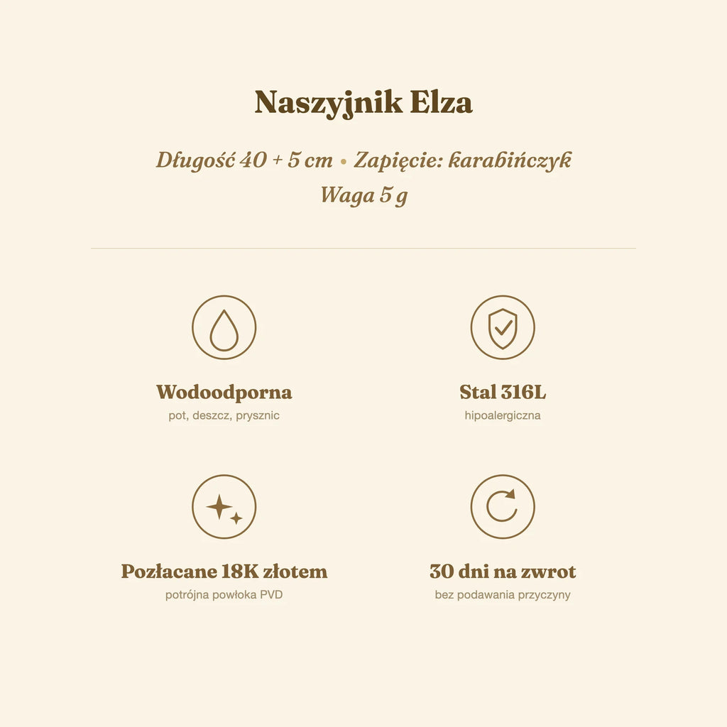 Naszyjnik Elza — biżuteria ze stali chirurgicznej 316L w powłoce PVD 18K, zdjęcie 7