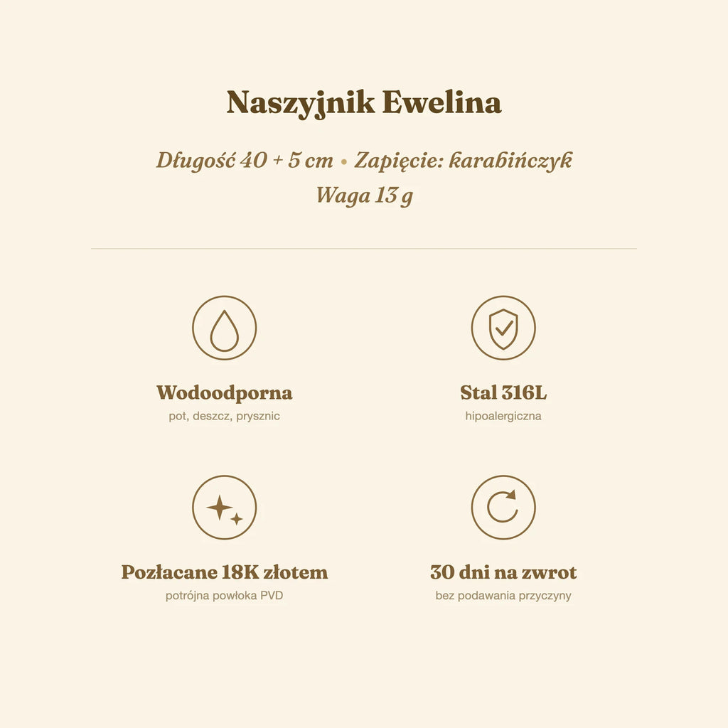 Naszyjnik Ewelina — biżuteria ze stali chirurgicznej 316L w powłoce PVD 18K, zdjęcie 8