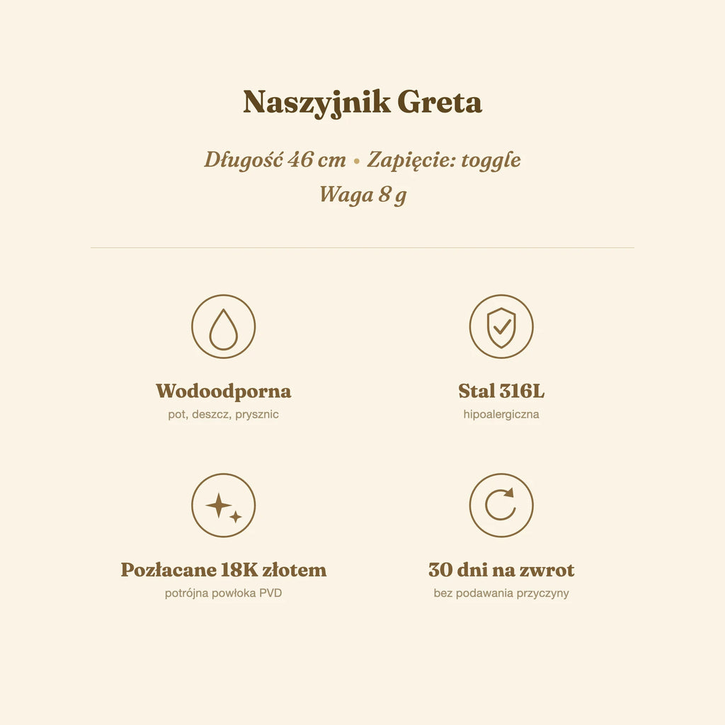 Naszyjnik Greta — biżuteria ze stali chirurgicznej 316L w powłoce PVD 18K, zdjęcie 8