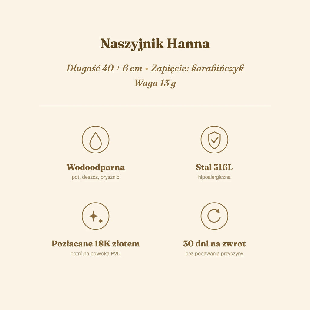 Naszyjnik Hanna — biżuteria ze stali chirurgicznej 316L w powłoce PVD 18K, zdjęcie 9