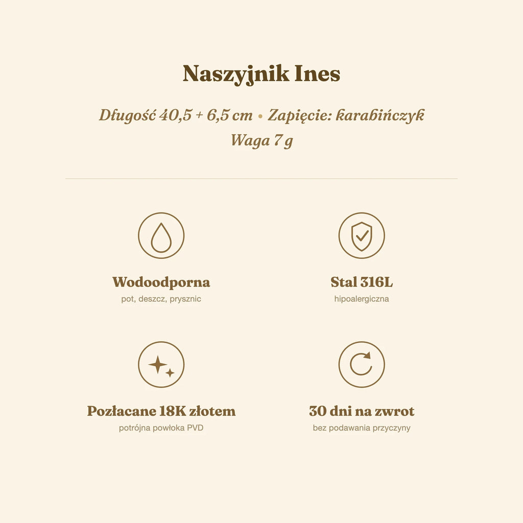 Naszyjnik Ines — biżuteria ze stali chirurgicznej 316L w powłoce PVD 18K, zdjęcie 9