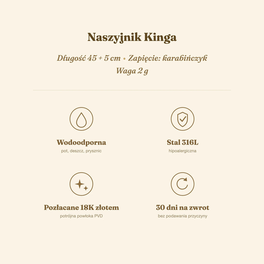 Naszyjnik Kinga — biżuteria ze stali chirurgicznej 316L w powłoce PVD 18K, zdjęcie 11