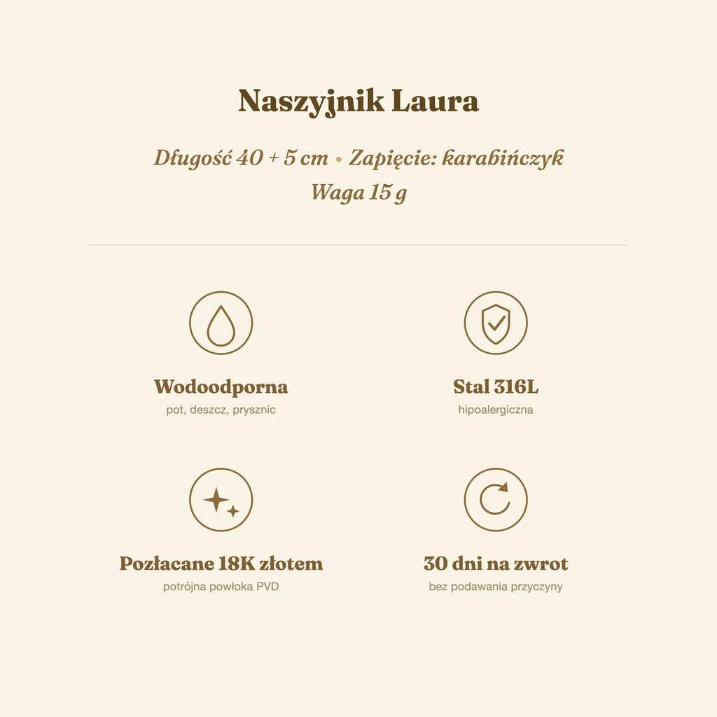 Naszyjnik Laura — biżuteria ze stali chirurgicznej 316L w powłoce PVD 18K, zdjęcie 4