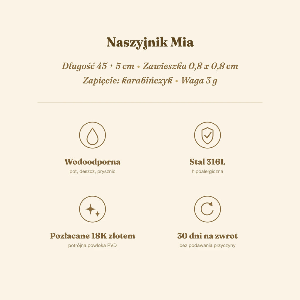 Naszyjnik Mia — biżuteria ze stali chirurgicznej 316L w powłoce PVD 18K, zdjęcie 6