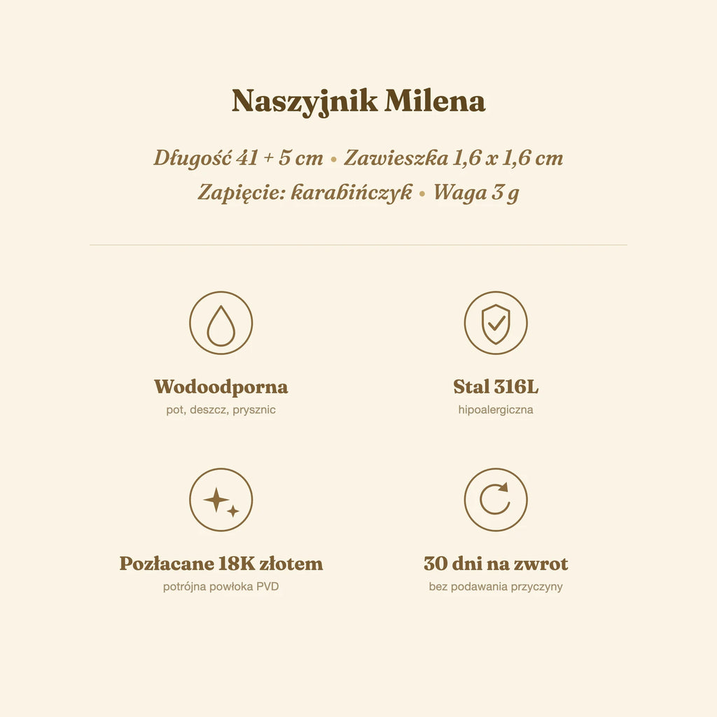 Naszyjnik Milena — biżuteria ze stali chirurgicznej 316L w powłoce PVD 18K, zdjęcie 4