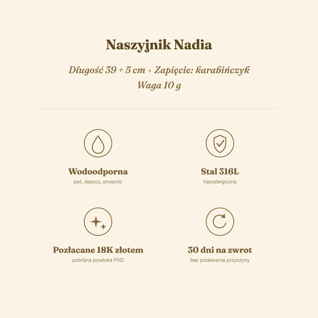 Naszyjnik Nadia — biżuteria ze stali chirurgicznej 316L w powłoce PVD 18K, zdjęcie 4