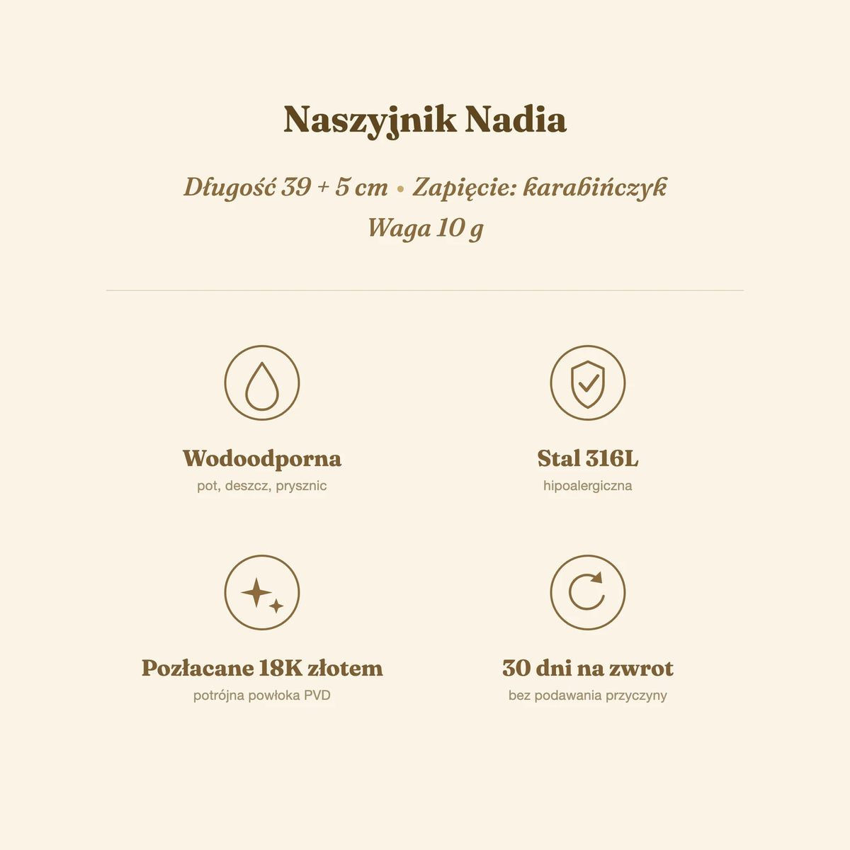 Naszyjnik Nadia — biżuteria ze stali chirurgicznej 316L w powłoce PVD 18K, zdjęcie 4