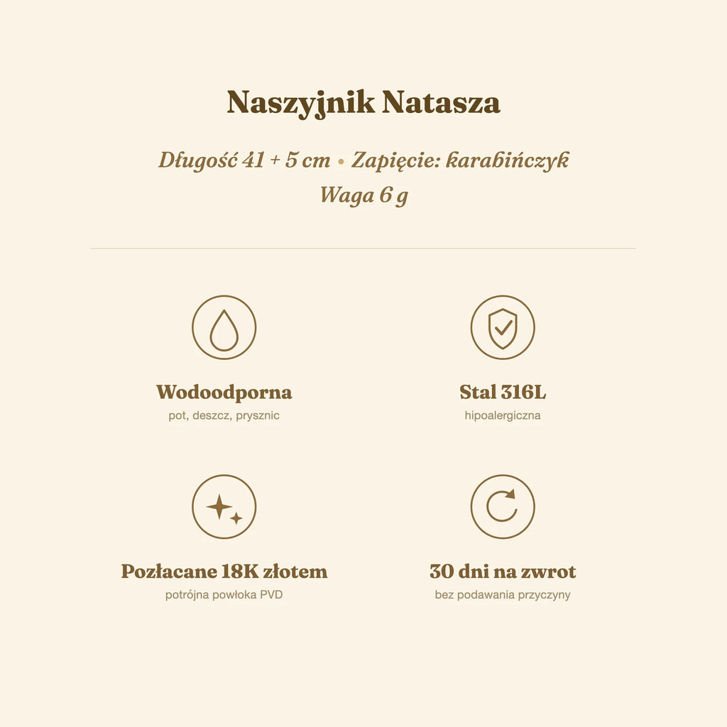 Naszyjnik Natasza — biżuteria ze stali chirurgicznej 316L w powłoce PVD 18K, zdjęcie 4