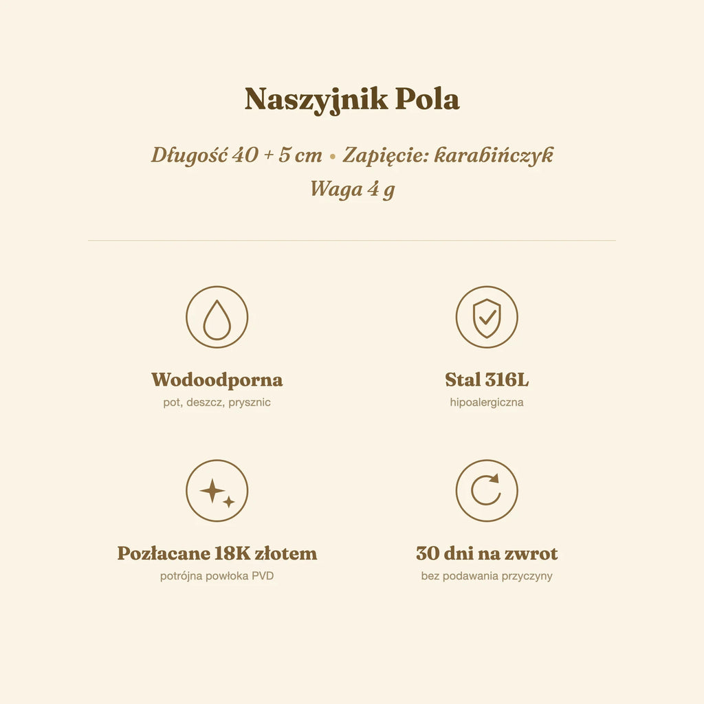 Naszyjnik Pola — biżuteria ze stali chirurgicznej 316L w powłoce PVD 18K, zdjęcie 7