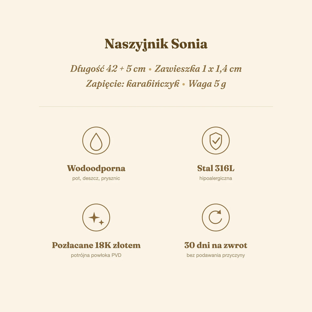 Naszyjnik Sonia — biżuteria ze stali chirurgicznej 316L w powłoce PVD 18K, zdjęcie 8