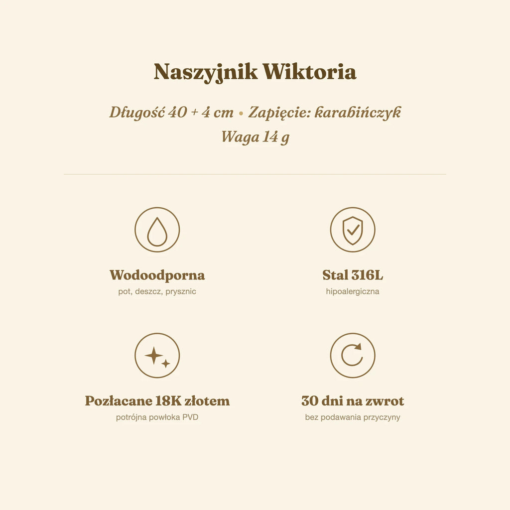 Naszyjnik Wiktoria — biżuteria ze stali chirurgicznej 316L w powłoce PVD 18K, zdjęcie 4